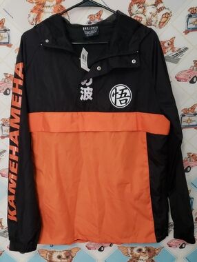 BoxLunch Jacket Size M Orange Dragon Ball Z Kamehameha Hooded Windbreaker